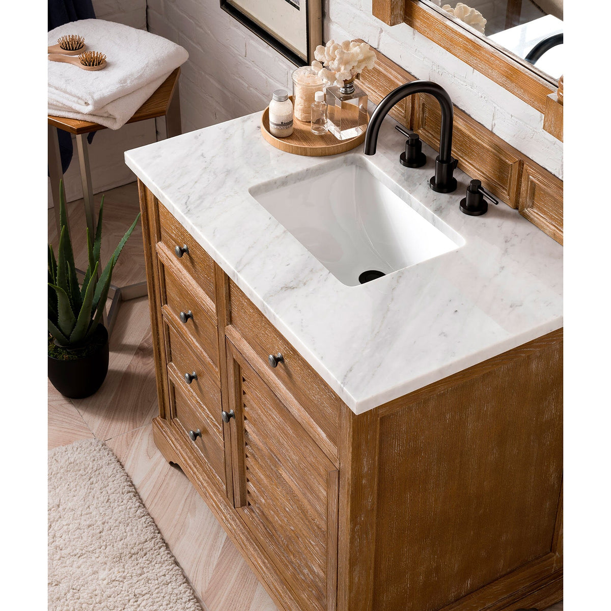 36" Savannah Single Bathroom Vanity, Driftwood - vanitiesdepot.com