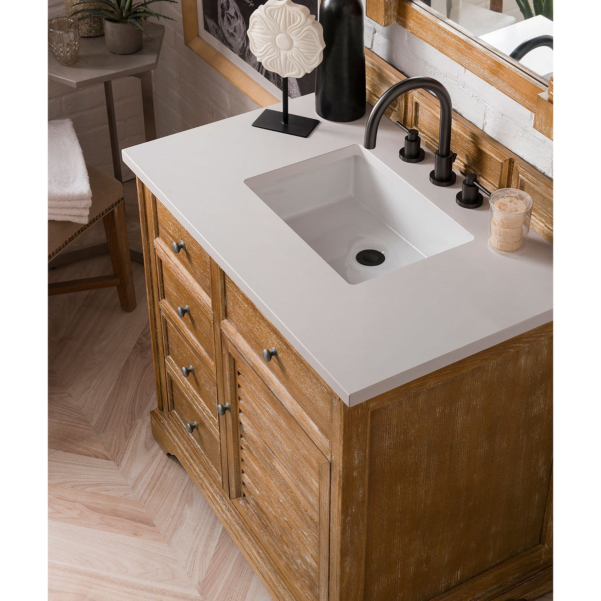 36" Savannah Single Bathroom Vanity, Driftwood - vanitiesdepot.com