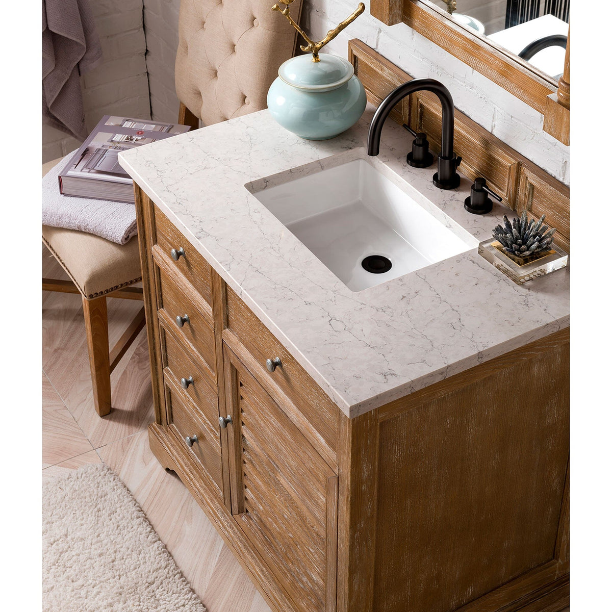 36" Savannah Single Bathroom Vanity, Driftwood - vanitiesdepot.com