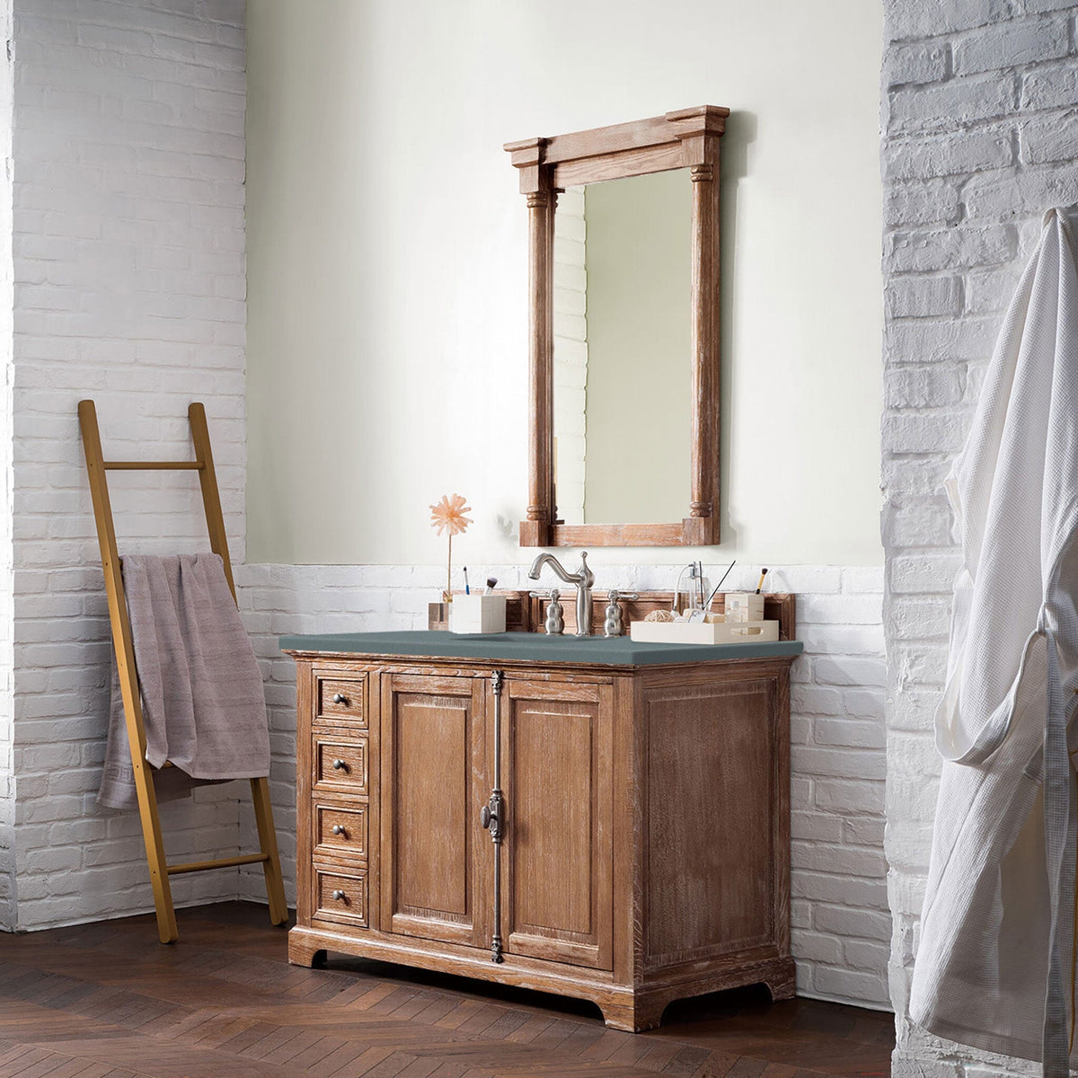 48" Providence Single Bathroom Vanity, Driftwood w/ Cala Blue Top