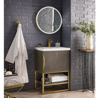 24" Columbia Single Bathroom Vanity, Ash Gray w/ Radiant Gold Base