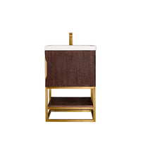 24" Columbia Single Bathroom Vanity, Coffee Oak w/ Radiant Gold Base
