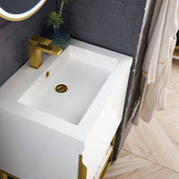 24" Columbia Single Bathroom Vanity, Glossy White w/ Radiant Gold Base