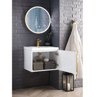 24" Columbia Single Wall Mounted Bathroom Vanity, Glossy White