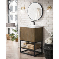 24" Columbia Single Bathroom Vanity, Latte Oak w/ Matte Black Base