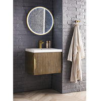 24" Columbia Single Wall Mounted Bathroom Vanity, Latte Oak