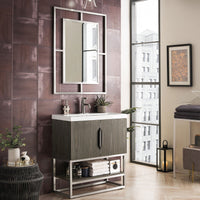 31.5" Columbia Single Bathroom Vanity, Ash Gray w/ Brushed Nickel Base