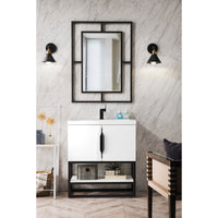 31.5" Columbia Single Bathroom Vanity, Glossy White w/ Matte Black Base