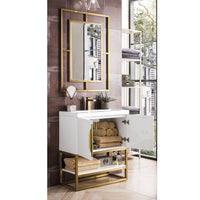 31.5" Columbia Single Bathroom Vanity, Glossy White w/ Radiant Gold Base