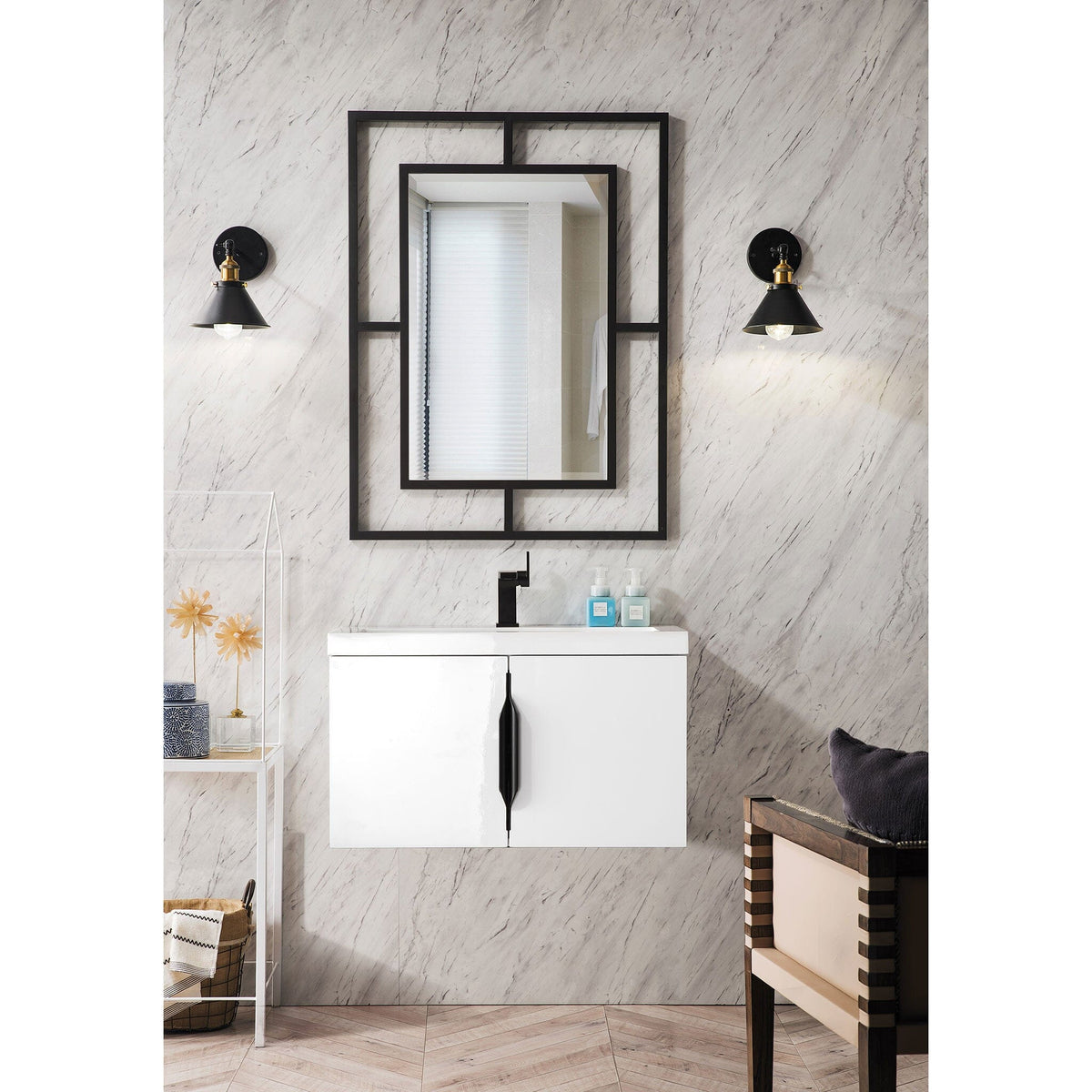 31.5" Columbia Single Bathroom Vanity, Glossy White