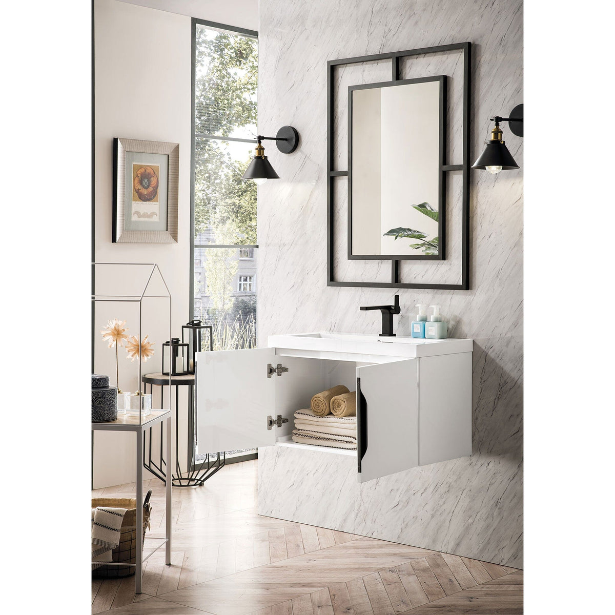31.5" Columbia Single Bathroom Vanity, Glossy White