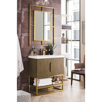 31.5" Columbia Single Bathroom Vanity, Latte Oak w/ Radiant Gold Base