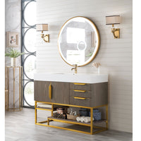 48" Columbia Single Bathroom Vanity, Ash Gray w/ Radiant Gold Base