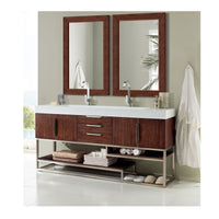 72" Columbia Double Bathroom Vanity, Coffee Oak w/ Brushed Nickel Base - vanitiesdepot.com