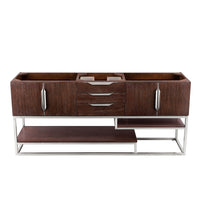 72" Columbia Double Bathroom Vanity, Coffee Oak w/ Brushed Nickel Base - vanitiesdepot.com