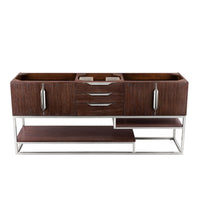 72" Columbia Single Bathroom Vanity, Coffee Oak w/Brushed Nickel Base - vanitiesdepot.com