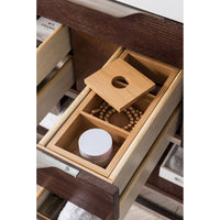 72" Columbia Double Bathroom Vanity, Coffee Oak w/ Brushed Nickel Base - vanitiesdepot.com