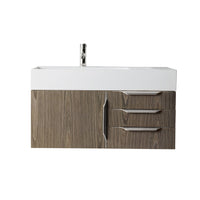 36" Mercer Island Single Bathroom Vanity, Ash Gray and Glossy White Composite Stone Top