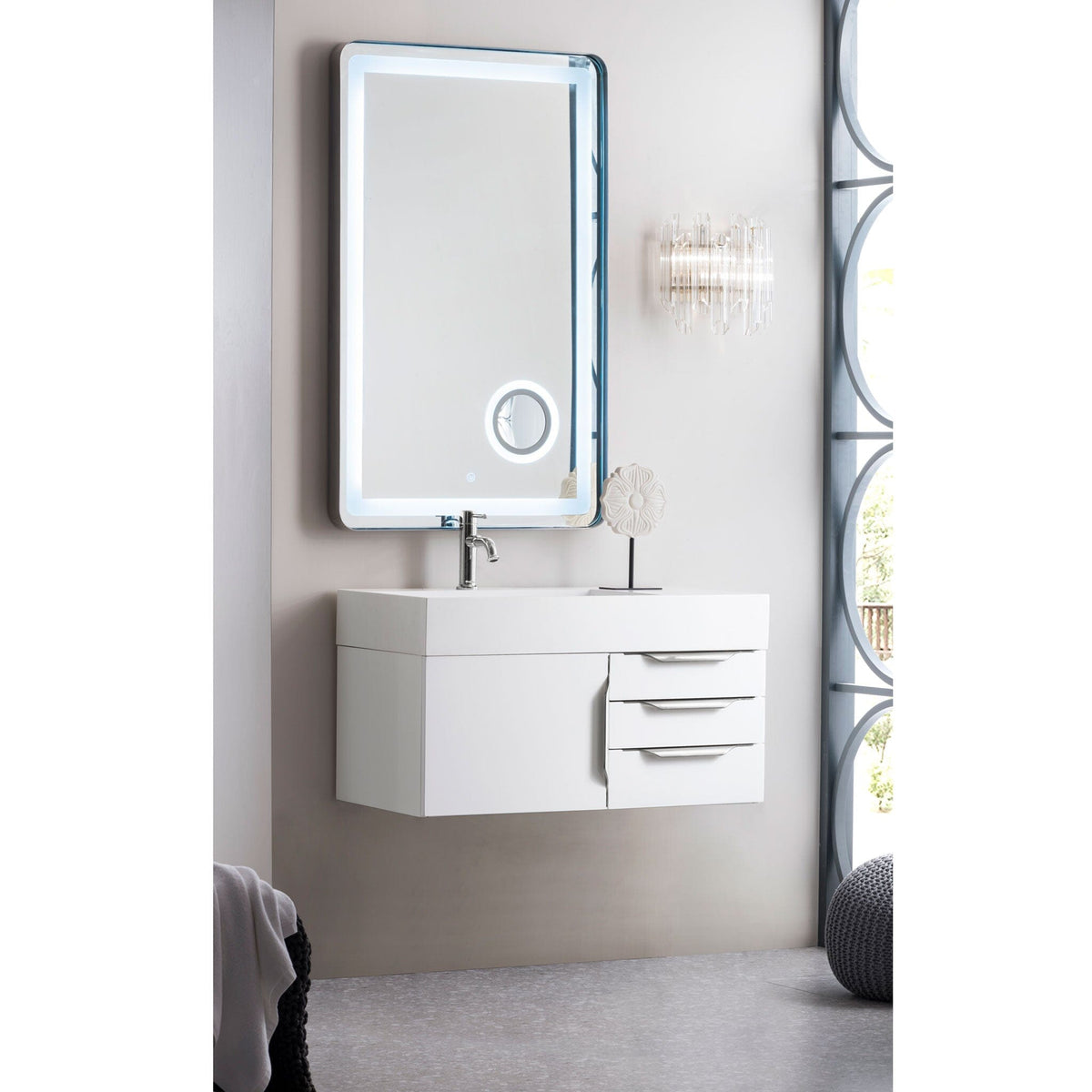 36" Mercer Island Single Bathroom Vanity, Glossy White