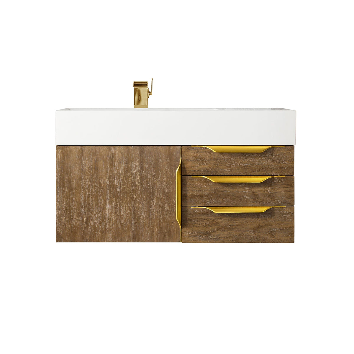 36" Mercer Island Single Bathroom Vanity, Latte Oak w/ Radiant Gold