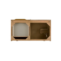 36" Mercer Island Single Bathroom Vanity, Latte Oak w/ Radiant Gold and Glossy White Composite Stone Top