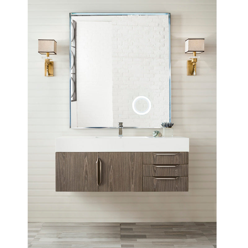 48" Mercer Island Single Bathroom Vanity, Ash Gray and Glossy White Composite Stone Top