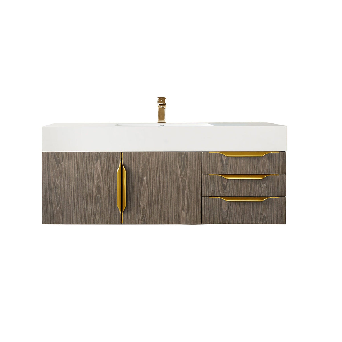 48" Mercer Island Single Bathroom Vanity, Ash Gray w/ Radiant Gold