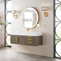 48" Mercer Island Single Bathroom Vanity, Ash Gray w/ Radiant Gold