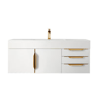 48" Mercer Island Single Bathroom Vanity, Glossy White w/ Radiant Gold