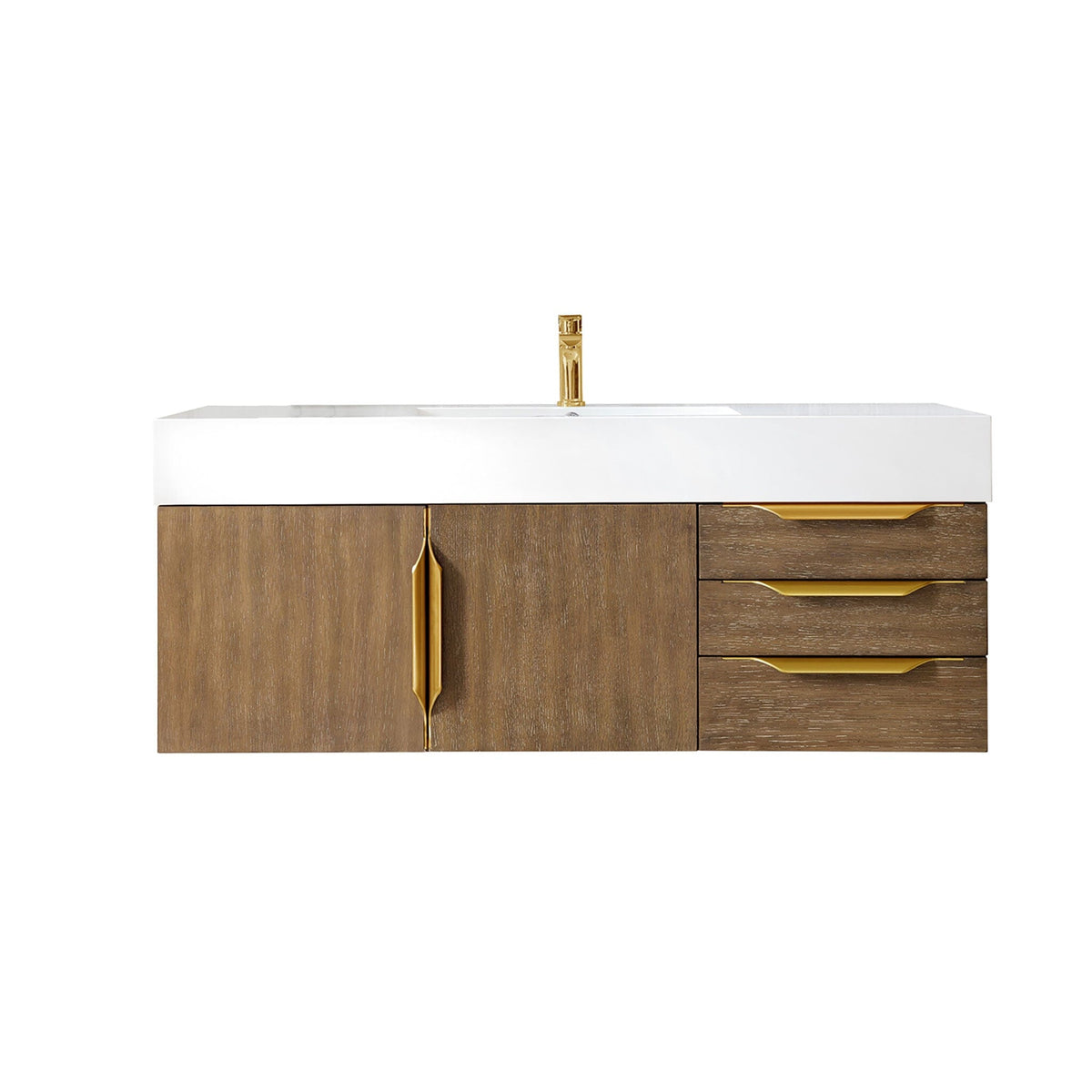48" Mercer Island Single Bathroom Vanity, Latte Oak w/ Radiant Gold