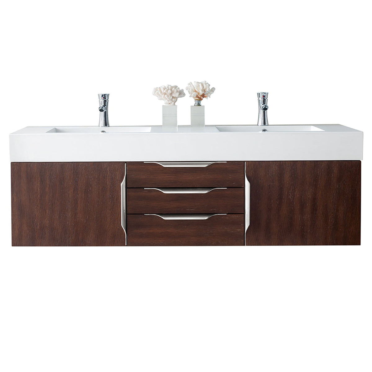 59" Mercer Island Double Bathroom Vanity, Coffee Oak