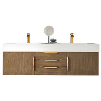 59" Mercer Island Double Bathroom Vanity, Latte Oak w/ Radiant Gold