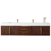 72" Mercer Island Double Bathroom Vanity, Coffee Oak w/ Radiant Gold
