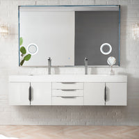 72" Mercer Island Double Bathroom Vanity, Glossy White
