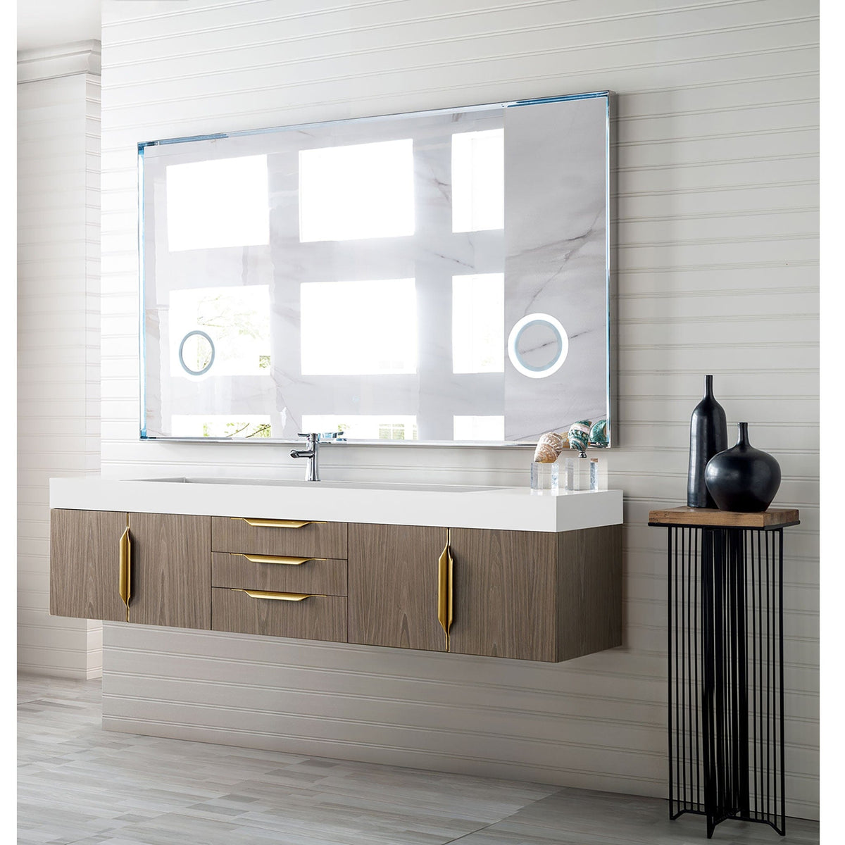72" Mercer Island Single Bathroom Vanity, Ash Gray, Radiant Gold