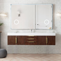 72" Mercer Island Single Bathroom Vanity, Coffee Oak, Radiant Gold