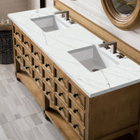 72" Malibu Double Bathroom Vanity, Honey Alder - vanitiesdepot.com