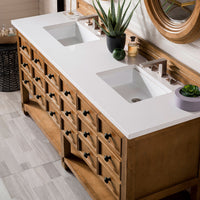72" Malibu Double Bathroom Vanity, Honey Alder - vanitiesdepot.com