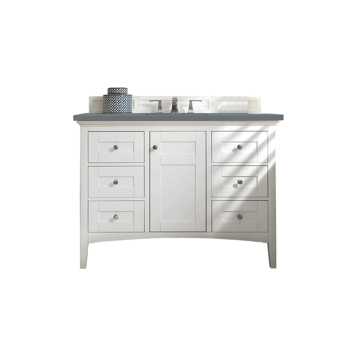 48" Palisades Single Bathroom Vanity, Bright White w/ Cala Blue Top