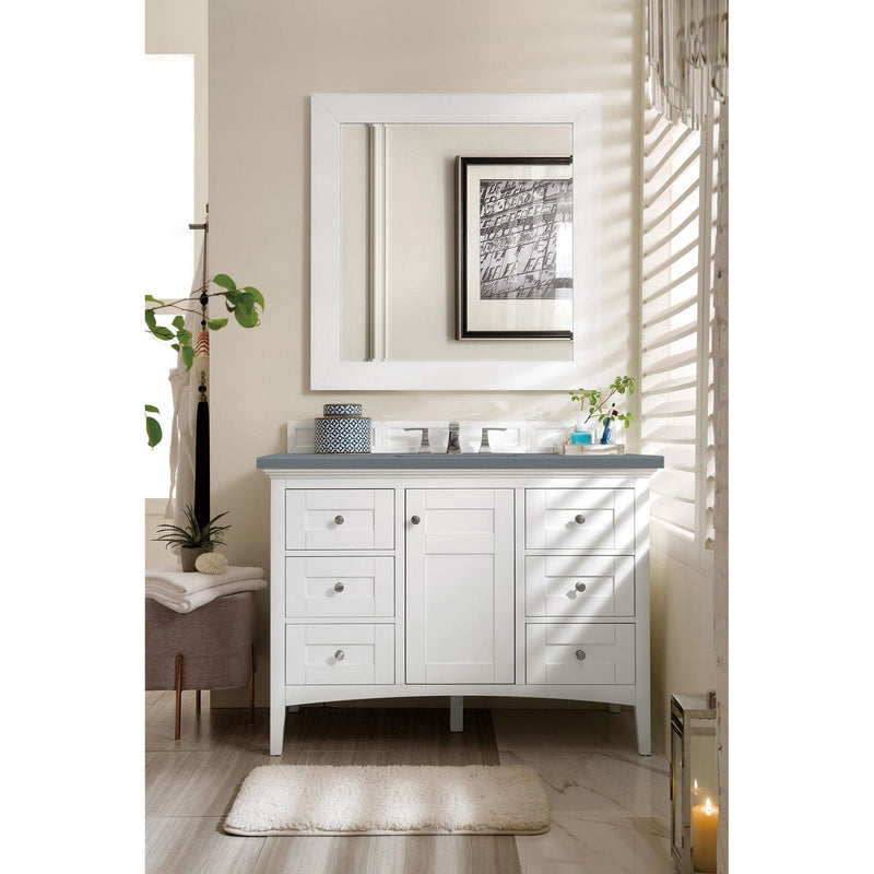 48" Palisades Single Bathroom Vanity, Bright White w/ Cala Blue Top