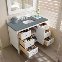 48" Palisades Single Bathroom Vanity, Bright White w/ Cala Blue Top