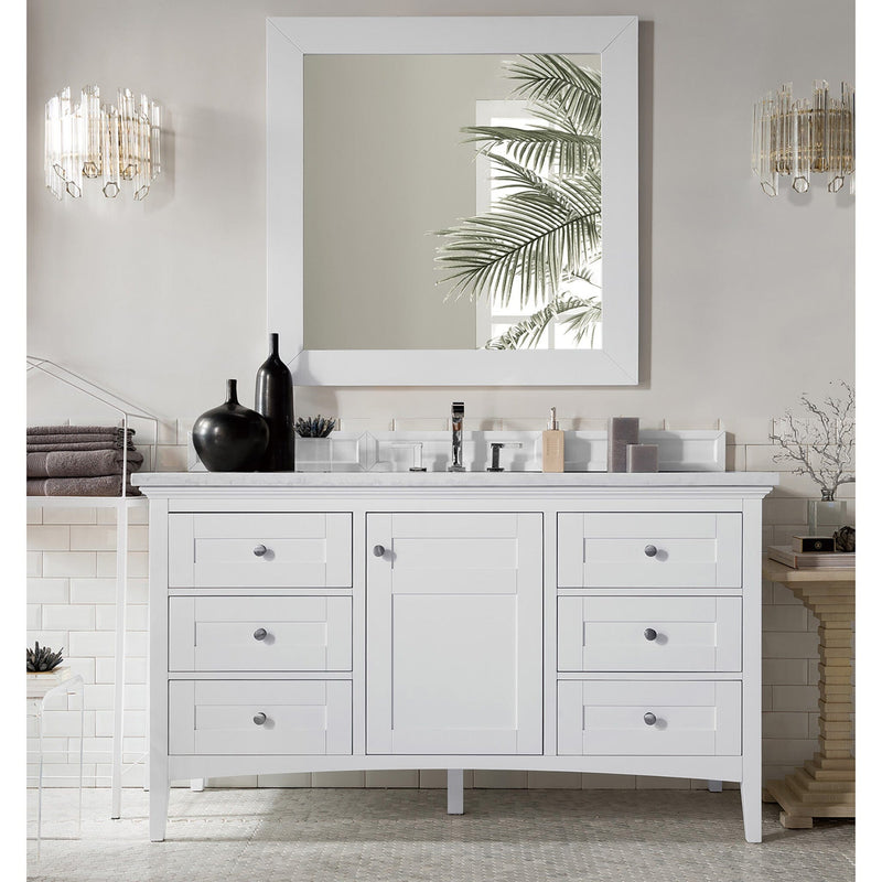 60" Palisades Single Bathroom Vanity, Bright White - vanitiesdepot.com