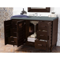 48" Portland Single Bathroom Vanity, Burnished Mahogany w/ Cala Blue Top