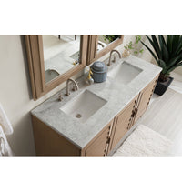 60" Portland Double Bathroom Vanity, Whitewashed Walnut - vanitiesdepot.com