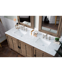 72" Portland Double Bathroom Vanity, Whitewashed Walnut - vanitiesdepot.com