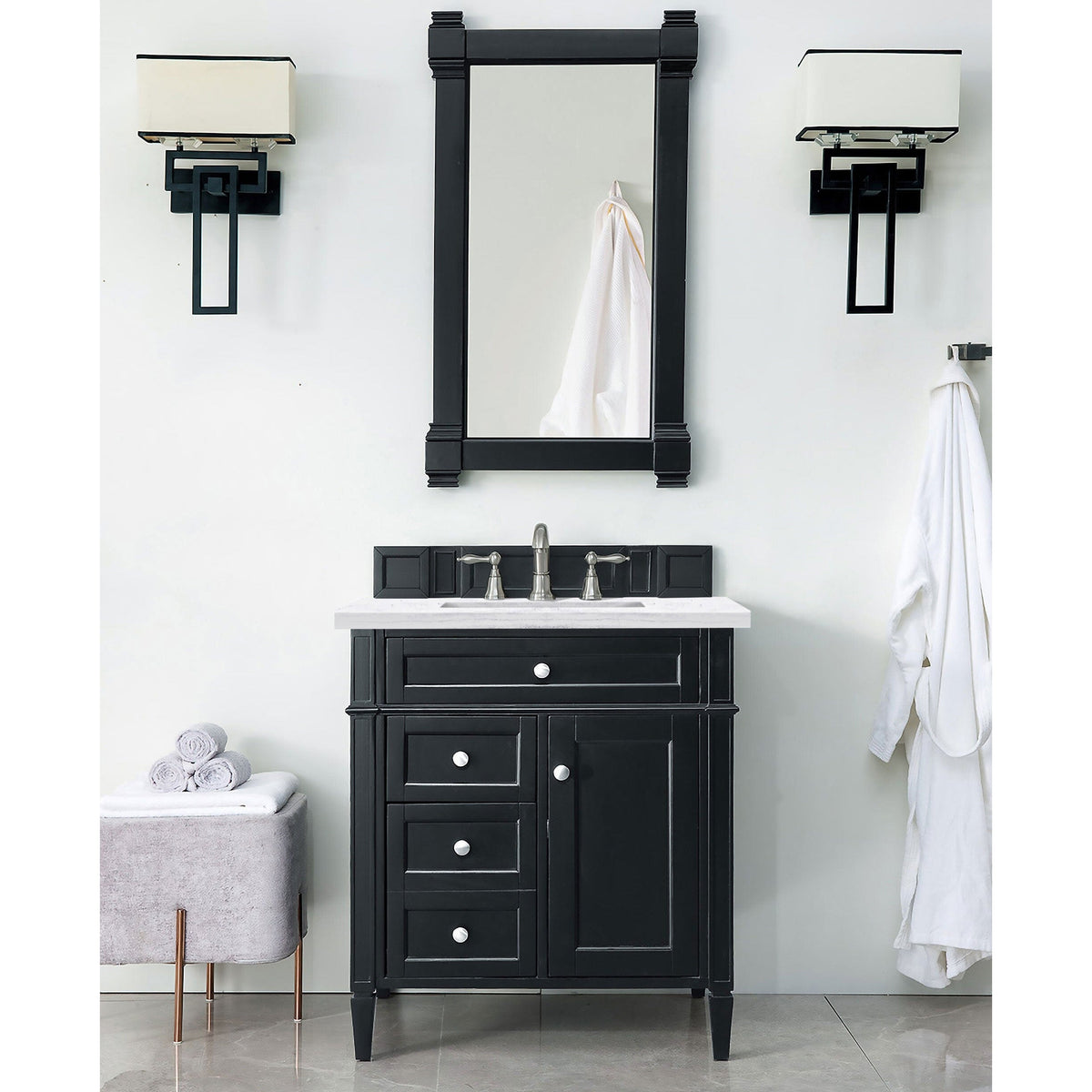 30" Brittany Single Bathroom Vanity, Black Onyx - vanitiesdepot.com