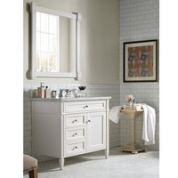 36" Brittany Single Bathroom Vanity, Bright White - vanitiesdepot.com