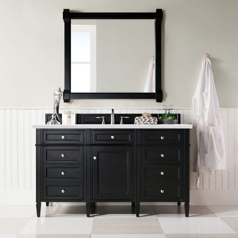 60" Brittany Single Bathroom Vanity, Black Onyx - vanitiesdepot.com
