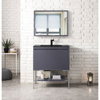 31.5" Milan Single Bathroom Vanity, Modern Gray Glossy w/ Brushed Nickel Base