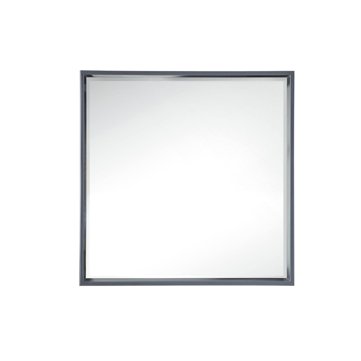 35.4" Milan Square Cube Mirror, Modern Gray Glossy
